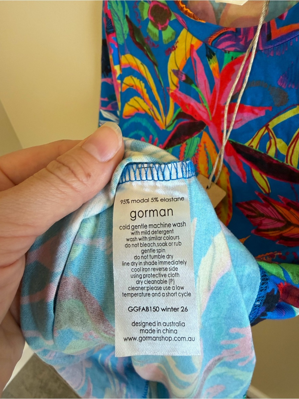 gorman Women’s Papaya Palm Bright Blue Floral Short Sleeve Tee - Picture 4 of 8